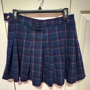 Plaid American Eagel Dark Blue and Green Skater Skirt